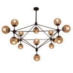 GLOBOSTAR® SENTINEL 01637 Μοντέρνο Φωτιστικό Οροφής με Ντουί 15 x E27 AC 220-240V IP20 - Μαύρο & Μελί - Μ150 x Π150 x Υ115cm - Image 2