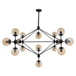 GLOBOSTAR® SENTINEL 01637 Μοντέρνο Φωτιστικό Οροφής με Ντουί 15 x E27 AC 220-240V IP20 - Μαύρο & Μελί - Μ150 x Π150 x Υ115cm - Image 3