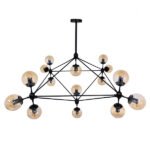 GLOBOSTAR® SENTINEL 01637 Μοντέρνο Φωτιστικό Οροφής με Ντουί 15 x E27 AC 220-240V IP20 - Μαύρο & Μελί - Μ150 x Π150 x Υ115cm - Image 4