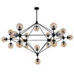 GLOBOSTAR® SENTINEL 01638 Μοντέρνο Φωτιστικό Οροφής με Ντουί 21 x E27 AC 220-240V IP20 - Μαύρο & Μελί - Μ170 x Π170 x Υ136cm