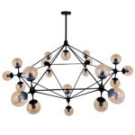 GLOBOSTAR® SENTINEL 01638 Μοντέρνο Φωτιστικό Οροφής με Ντουί 21 x E27 AC 220-240V IP20 - Μαύρο & Μελί - Μ170 x Π170 x Υ136cm - Image 4