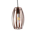 GLOBOSTAR® ZEBRA 01639 Vintage Κρεμαστό Φωτιστικό Οροφής με Ντουί 1 x E27 AC 220-240V IP20 - Χάλκινο - Μ15 x Π15 x Y15cm - Image 2