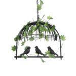 GLOBOSTAR® NEST 01640 Vintage Κρεμαστό Φωτιστικό Οροφής με Ντουί 1 x E27 AC 220-240V IP20 - Μαύρο & Πράσινο - Μ48 x Π38 x Υ40cm - Image 2