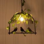 GLOBOSTAR® NEST 01640 Vintage Κρεμαστό Φωτιστικό Οροφής με Ντουί 1 x E27 AC 220-240V IP20 - Μαύρο & Πράσινο - Μ48 x Π38 x Υ40cm - Image 3