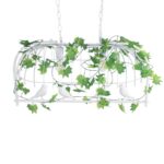 GLOBOSTAR® NEST 01644 Vintage Κρεμαστό Φωτιστικό Οροφής με Ντουί 2 x E27 AC 220-240V IP20 - Λευκό & Πράσινο - Μ73.6 x Π37.5 x Y38cm - Image 7