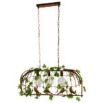 GLOBOSTAR® NEST 01648 Vintage Κρεμαστό Φωτιστικό Οροφής με Ντουί 3 x E27 AC 220-240V IP20 - Χάλκινο & Πράσινο - Μ85.5 x Π37.5 x Y38cm - Image 2