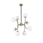 GLOBOSTAR® STARDUST 01649 Vintage Φωτιστικό Οροφής με Ντουί 8 x E27 AC 220-240V IP20 - Μαύρο & Χρυσό - Μ75 x Π75 x Υ100cm - Image 2