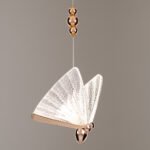GLOBOSTAR® BUTTERFLY 01650 Μοντέρνο Κρεμαστό Φωτιστικό Οροφής LED 10W 800lm 360° AC 220-240V IP20 Θερμό Λευκό 2700K - Lumileds SMD Chip - Ροζ Χρυσό & Διάφανο - Μ20 x Π17 x Y24cm - 2 Χρόνια Εγγύηση - Image 3