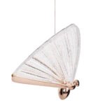 GLOBOSTAR® BUTTERFLY 01650 Μοντέρνο Κρεμαστό Φωτιστικό Οροφής LED 10W 800lm 360° AC 220-240V IP20 Θερμό Λευκό 2700K - Lumileds SMD Chip - Ροζ Χρυσό & Διάφανο - Μ20 x Π17 x Y24cm - 2 Χρόνια Εγγύηση - Image 6