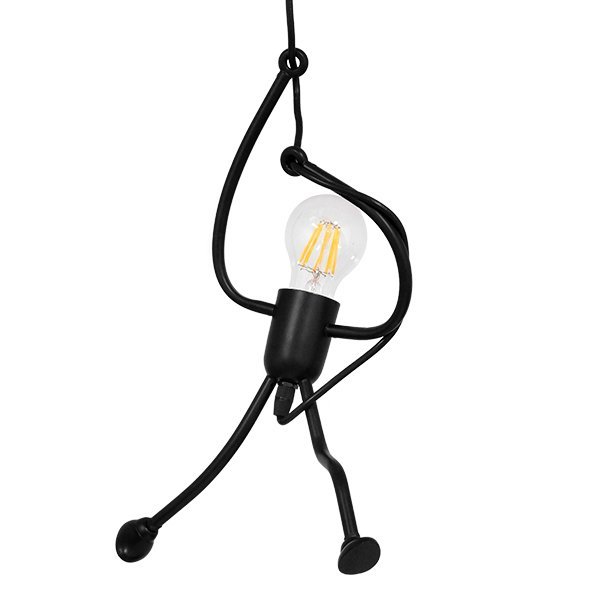 01652_0 GLOBOSTAR® LITTLE MAN 01652 Μοντέρνο Κρεμαστό Φωτιστικό Οροφής με Ντουί 1 x E27 AC 220-240V IP20 - Μαύρο - Μ20 x Π20 x Υ40cm - Image 1