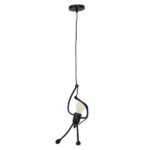 GLOBOSTAR® LITTLE MAN 01652 Μοντέρνο Κρεμαστό Φωτιστικό Οροφής με Ντουί 1 x E27 AC 220-240V IP20 - Μαύρο - Μ20 x Π20 x Υ40cm - Image 2