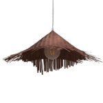 GLOBOSTAR® RICEHAT 01667 Boho Κρεμαστό Φωτιστικό Οροφής με Ντουί 1 x E27 AC 220-240V IP20 - Καφέ - Μ70 x Π70 x Y25cm - Image 4