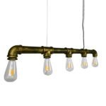 GLOBOSTAR® CANAL 01669 Vintage Κρεμαστό Φωτιστικό Οροφής με Ντουί 5 x E27 AC 220-240V IP20 - Μπρούτζινο - Μ92 x Π5 x Y8cm