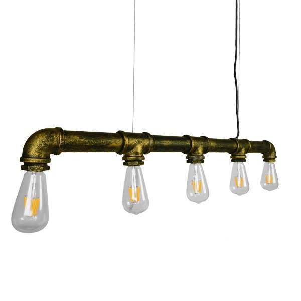 01669_0 GLOBOSTAR® CANAL 01669 Vintage Κρεμαστό Φωτιστικό Οροφής με Ντουί 5 x E27 AC 220-240V IP20 - Μπρούτζινο - Μ92 x Π5 x Y8cm - Image 1