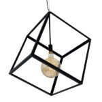 GLOBOSTAR® CUBE 01672 Μοντέρνο Κρεμαστό Φωτιστικό Οροφής με Ντουί 1 x E27 AC 220-240V IP20 - Μαύρο - Μ70 x Π70 x Υ87cm