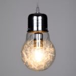 GLOBOSTAR® LAMP 01676 Μοντέρνο Κρεμαστό Φωτιστικό Οροφής με Ντουί 1 x E27 AC 220-240V IP20 - Ασημί & Διάφανο - Μ15 x Π15 x Υ27cm - Image 3