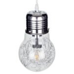GLOBOSTAR® LAMP 01676 Μοντέρνο Κρεμαστό Φωτιστικό Οροφής με Ντουί 1 x E27 AC 220-240V IP20 - Ασημί & Διάφανο - Μ15 x Π15 x Υ27cm - Image 6