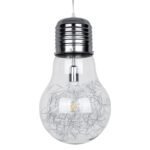 GLOBOSTAR® LAMP 01677 Μοντέρνο Κρεμαστό Φωτιστικό Οροφής με Ντουί 1 x E27 AC 220-240V IP20 - Ασημί & Διάφανο - Μ30 x Π30 x Υ52cm