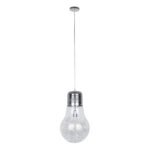 GLOBOSTAR® LAMP 01677 Μοντέρνο Κρεμαστό Φωτιστικό Οροφής με Ντουί 1 x E27 AC 220-240V IP20 - Ασημί & Διάφανο - Μ30 x Π30 x Υ52cm - Image 4
