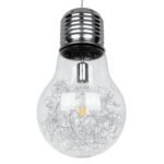 GLOBOSTAR® LAMP 01677 Μοντέρνο Κρεμαστό Φωτιστικό Οροφής με Ντουί 1 x E27 AC 220-240V IP20 - Ασημί & Διάφανο - Μ30 x Π30 x Υ52cm - Image 5