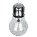 GLOBOSTAR® LAMP 01677 Μοντέρνο Κρεμαστό Φωτιστικό Οροφής με Ντουί 1 x E27 AC 220-240V IP20 - Ασημί & Διάφανο - Μ30 x Π30 x Υ52cm - Image 6