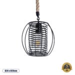 GLOBOSTAR® ORVAL 01689 Μοντέρνο Κρεμαστό Φωτιστικό Οροφής με Ντουί 1 x E27 AC 220-240V IP20 - Μαύρο & Μπεζ - Μ20 x Π20 x Υ20cm