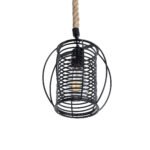 GLOBOSTAR® ORVAL 01689 Μοντέρνο Κρεμαστό Φωτιστικό Οροφής με Ντουί 1 x E27 AC 220-240V IP20 - Μαύρο & Μπεζ - Μ20 x Π20 x Υ20cm - Image 6