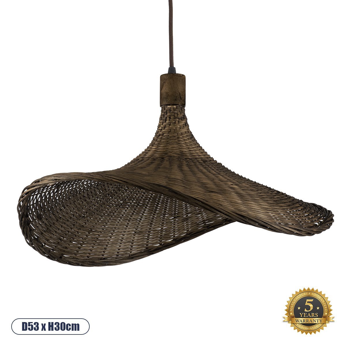 01720_00 GLOBOSTAR® CUBA 01720 Boho Κρεμαστό Φωτιστικό Οροφής με Ντουί 1 x E27 AC 220-240V IP20 - Καφέ - Μ53 x Π53 x Υ30cm - Image 1