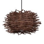 GLOBOSTAR® MINORCA 01732 Boho Κρεμαστό Φωτιστικό Οροφής με Ντουί 1 x E27 AC 220-240V IP20 - Καφέ - Μ30 x Π30 x Υ18cm - Image 6