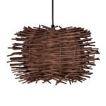 GLOBOSTAR® MINORCA 01733 Boho Κρεμαστό Φωτιστικό Οροφής με Ντουί 1 x E27 AC 220-240V IP20 - Καφέ - Μ35 x Π35 x Υ23cm - Image 5