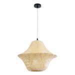 GLOBOSTAR® JUNIPER 01737 Boho Κρεμαστό Φωτιστικό Οροφής με Ντουί 1 x E27 AC 220-240V IP20 - Μπεζ - Μ45 x Π45 x Υ40cm - Image 4