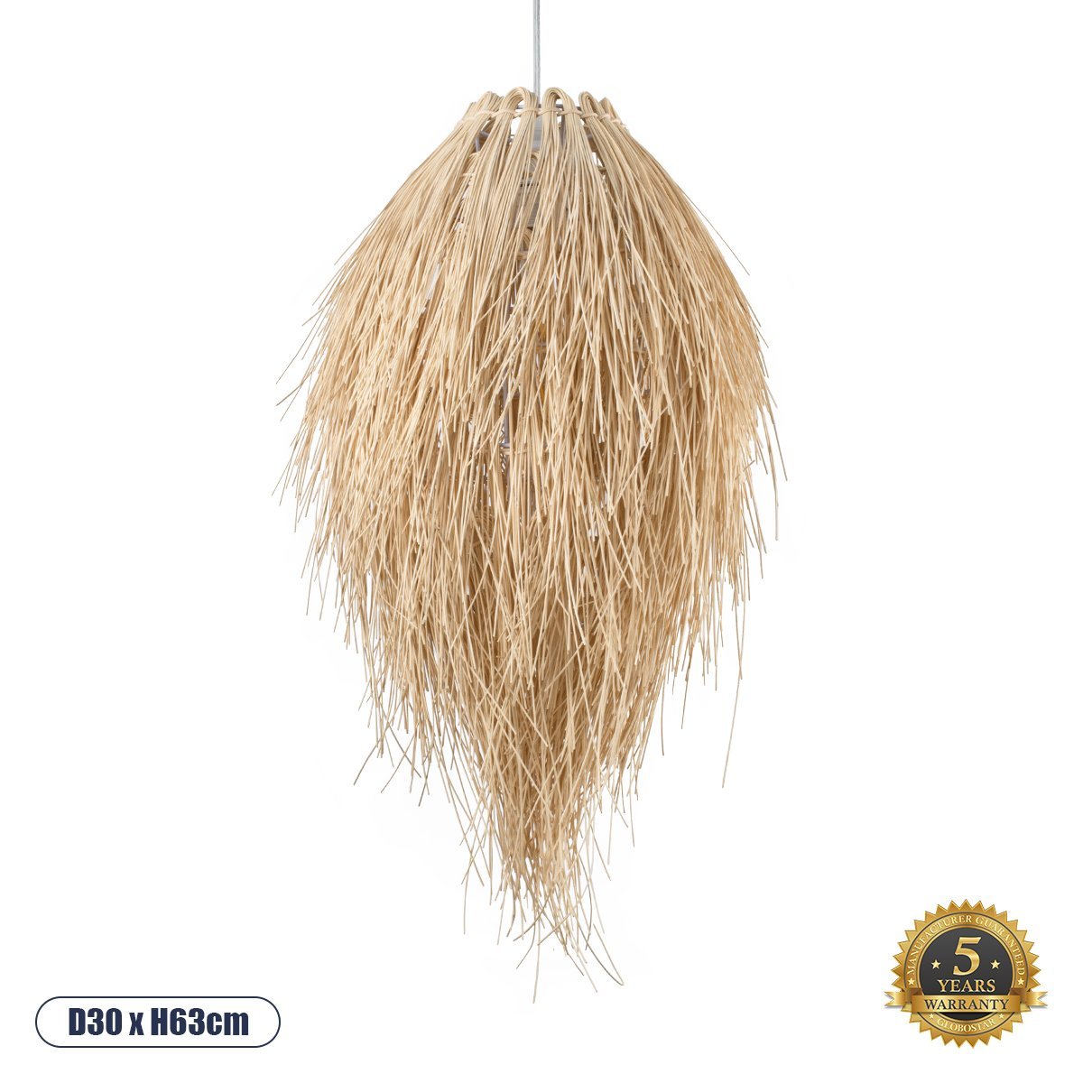 01747_00 GLOBOSTAR® ARCHIPELAGO 01747 Boho Κρεμαστό Φωτιστικό Οροφής με Ντουί 1 x E27 AC 220-240V IP20 - Μπεζ - Μ30 x Π30 x Υ63cm - Image 1