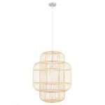 GLOBOSTAR® HIBISCUS 01763 Boho Κρεμαστό Φωτιστικό Οροφής με Ντουί 1 x E27 AC 220-240V IP20 - Μπεζ - Μ48 x Π48 x Y60cm - Image 4