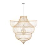 GLOBOSTAR® HIBISCUS 01781 Boho Κρεμαστό Φωτιστικό Οροφής με Ντουί 1 x E27 AC 220-240V IP20 - Μπεζ - Μ100 x Π100 x Υ100cm - Image 4