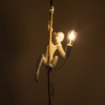 GLOBOSTAR® APES 01802 Μοντέρνο Κρεμαστό Φωτιστικό Οροφής με Ντουί 1 x E27 AC 220-240V IP20 - Λευκό & Μπεζ - Μ26 x Π28 x Υ69cm - Image 3