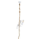 GLOBOSTAR® APES 01802 Μοντέρνο Κρεμαστό Φωτιστικό Οροφής με Ντουί 1 x E27 AC 220-240V IP20 - Λευκό & Μπεζ - Μ26 x Π28 x Υ69cm - Image 4