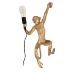 GLOBOSTAR® APES 01806 Μοντέρνο Φωτιστικό Τοίχου - Απλίκα με Ντουί 1 x E27 AC 220-240V IP20 - Χρυσό & Μαύρο - Μ34 x Π31 x Υ61cm - Image 4