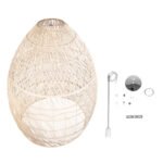 GLOBOSTAR® MALIBU 01813 Boho Κρεμαστό Φωτιστικό Οροφής με Ντουί 1 x E27 AC 220-240V IP20 - Μπεζ - Μ120 x Π120 x Υ156cm - Image 9