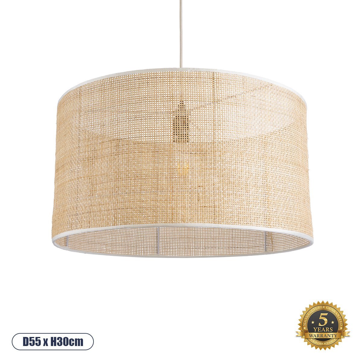 01822_0 GLOBOSTAR® YOTTO 01822 Boho Κρεμαστό Φωτιστικό Οροφής με Ντουί 1 x E27 AC 220-240V IP20 - Μπεζ - Μ55 x Π55 x Y30cm - Image 1