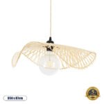 GLOBOSTAR® MELEMELE 01840 Boho Κρεμαστό Φωτιστικό Οροφής με Ντουί 1 x E27 AC 220-240V IP20 - Μπεζ - Μ50 x Π50 x Υ7cm