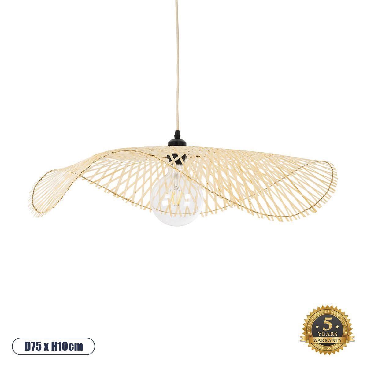 01841_0 GLOBOSTAR® MELEMELE 01841 Boho Κρεμαστό Φωτιστικό Οροφής με Ντουί 1 x E27 AC 220-240V IP20 - Μπεζ - Μ75 x Π75 x Υ10cm - Image 1