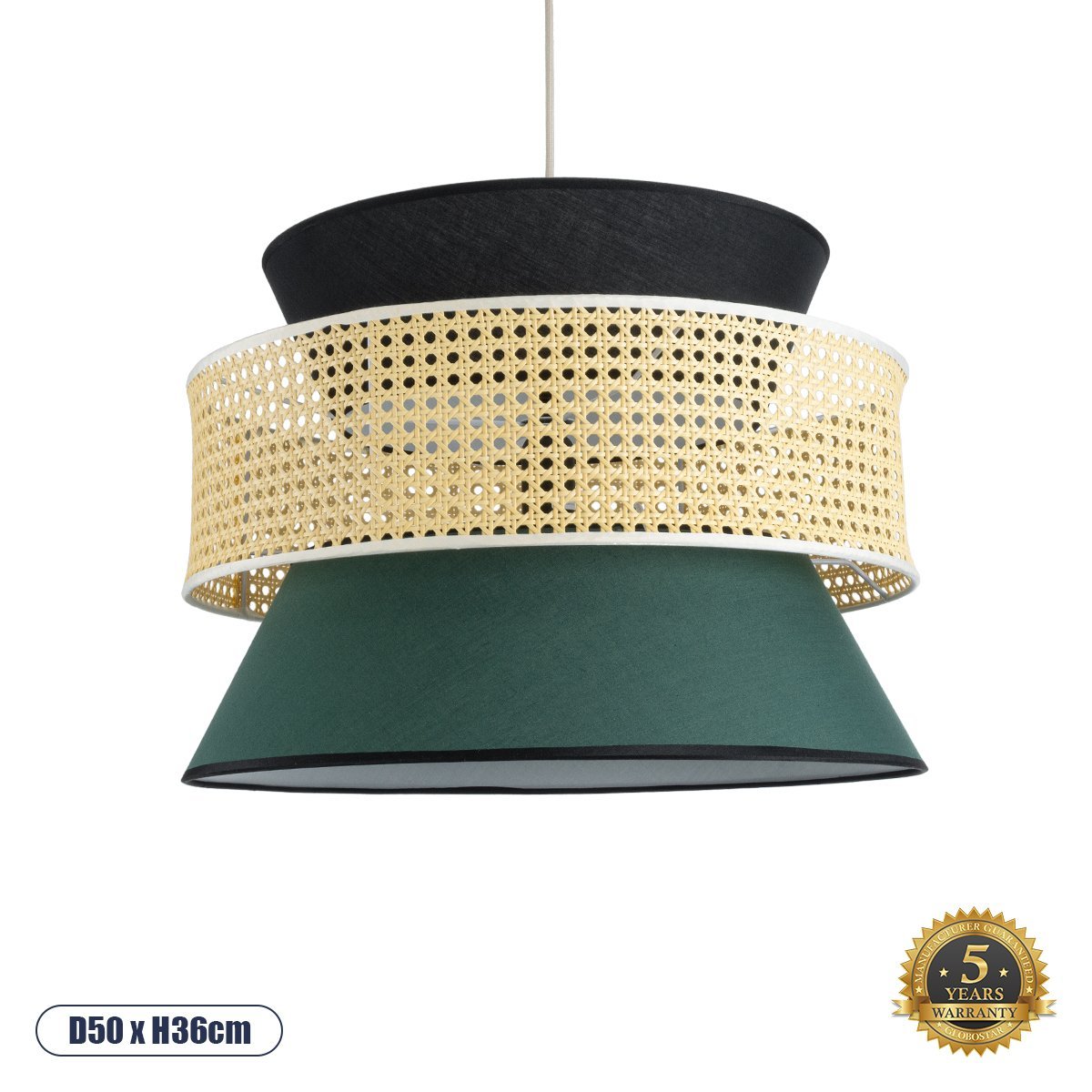 01916_0 GLOBOSTAR® SAIGE 01916 Boho Κρεμαστό Φωτιστικό Οροφής με Ντουί 1 x E27 AC 220-240V IP20 - Πολύχρωμο - Μ50 x Π50 x Υ36cm - Image 1