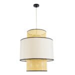 GLOBOSTAR® SAIGE 01917 Boho Κρεμαστό Φωτιστικό Οροφής με Ντουί 1 x E27 AC 220-240V IP20 - Μπεζ & Μαύρο - Μ50 x Π50 x Υ60cm - Image 4