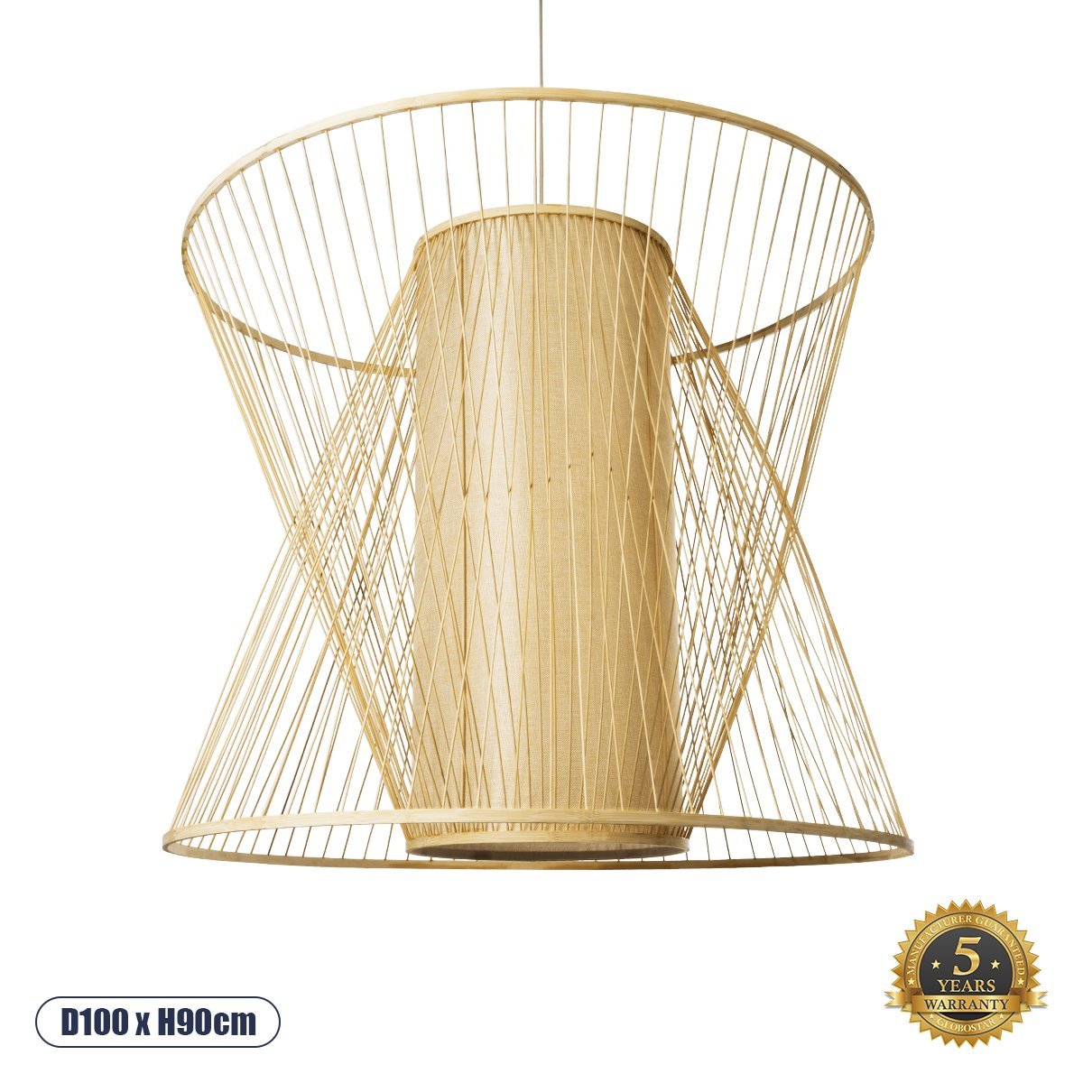 01926_00 GLOBOSTAR® HIBISCUS 01926 Boho Κρεμαστό Φωτιστικό Οροφής με Ντουί 1 x E27 AC 220-240V IP20 - Μπεζ - Μ100 x Π100 x Υ90cm - Image 1