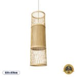 GLOBOSTAR® HIBISCUS 01933 Boho Κρεμαστό Φωτιστικό Οροφής με Ντουί 1 x E27 AC 220-240V IP20 - Μπεζ - Μ20 x Π20 x Υ70cm