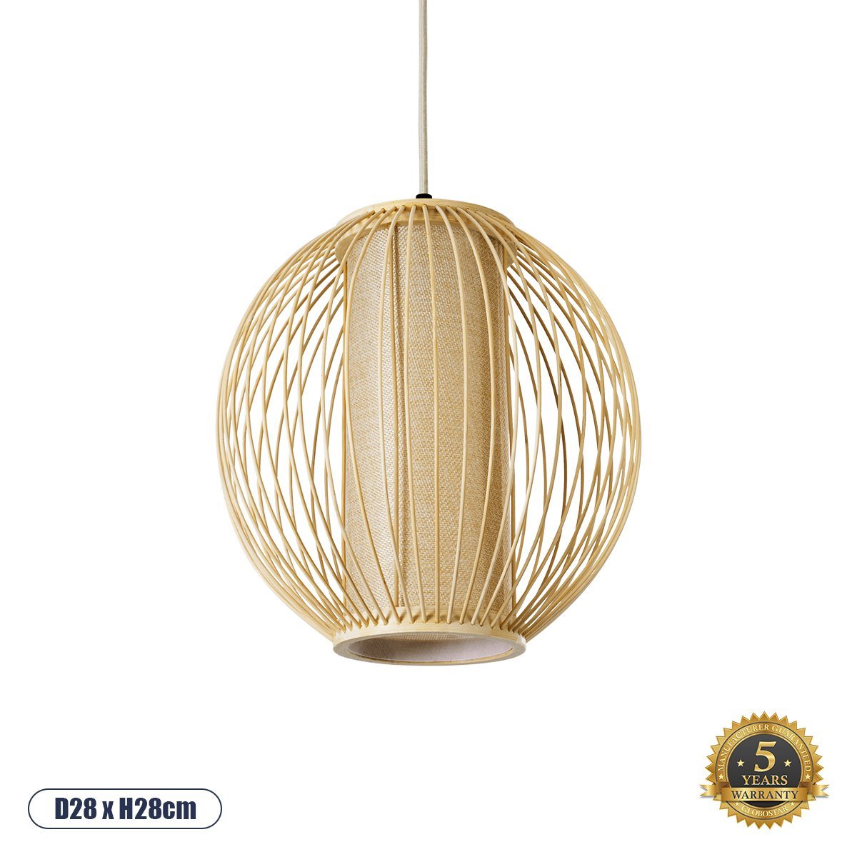 01934_00 GLOBOSTAR® HIBISCUS 01934 Boho Κρεμαστό Φωτιστικό Οροφής με Ντουί 1 x E27 AC 220-240V IP20 - Μπεζ - Μ28 x Π28 x Υ28cm - Image 1