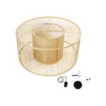 GLOBOSTAR® HIBISCUS 01936 Boho Κρεμαστό Φωτιστικό Οροφής με Ντουί 1 x E27 AC 220-240V IP20 - Μπεζ - Μ80 x Π80 x Υ38cm - Image 11