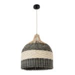 GLOBOSTAR® BARBADOS 01944 Boho Κρεμαστό Φωτιστικό Οροφής με Ντουί 1 x E27 AC 220-240V IP20 - Μπεζ & Λαδί - Μ40 x Π40 x Υ45cm - Image 4