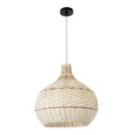 GLOBOSTAR® SANTACRUZ 01950 Boho Κρεμαστό Φωτιστικό Οροφής με Ντουί 1 x E27 AC 220-240V IP20 - Μπεζ & Καφέ - Μ40 x Π40 x Υ40cm - Image 4