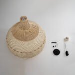 GLOBOSTAR® SANTACRUZ 01951 Boho Κρεμαστό Φωτιστικό Οροφής με Ντουί 1 x E27 AC 220-240V IP20 - Μπεζ & Καφέ - Μ60 x Π60 x Υ60cm - Image 11